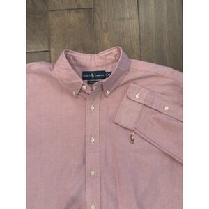 Ralph Lauren Shirt Mens Size XL Red Button Up Oxford Flesh Pony Classic Fit‎ L/S